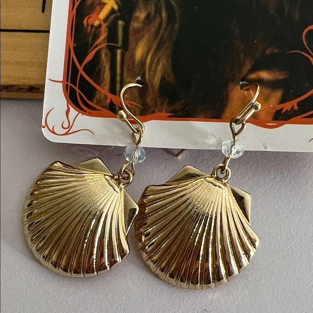 2 for $40 Gold Shell Dangle Earrings Gold Plated Betsy Johnson Deadstock